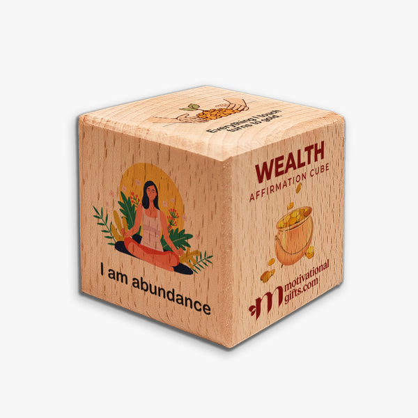 Affirmation Wooden Cube: Wealth