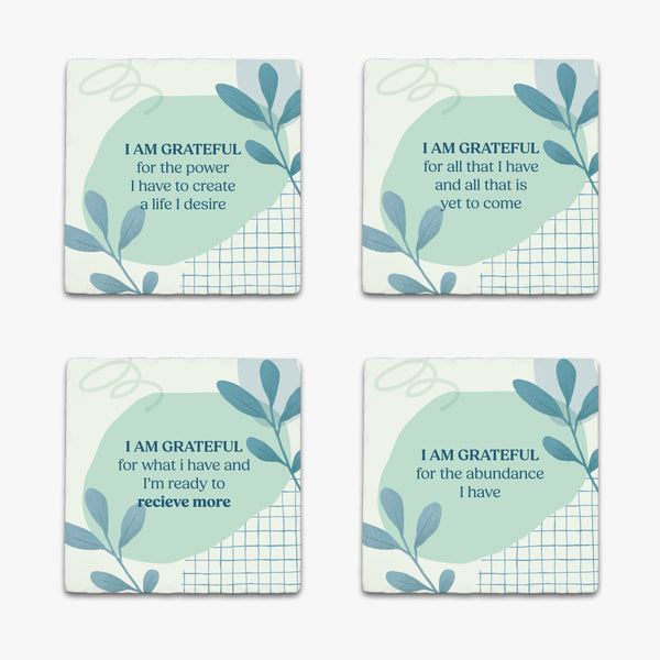 Grateful Ceramic Coaster Set: Infinite Abundance (Pack of 4)