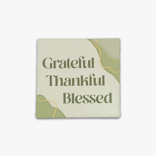 Grateful Ceramic Fridge Magnets: Grateful Thankful Blessed