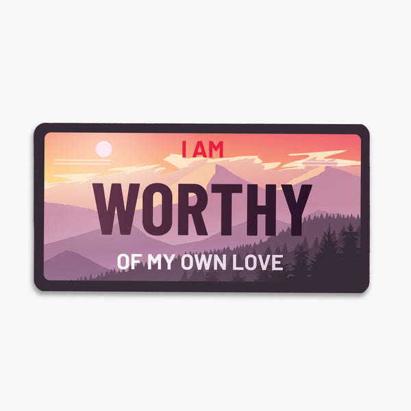 Affirmation License Plate Fridge Magnet: Worthy