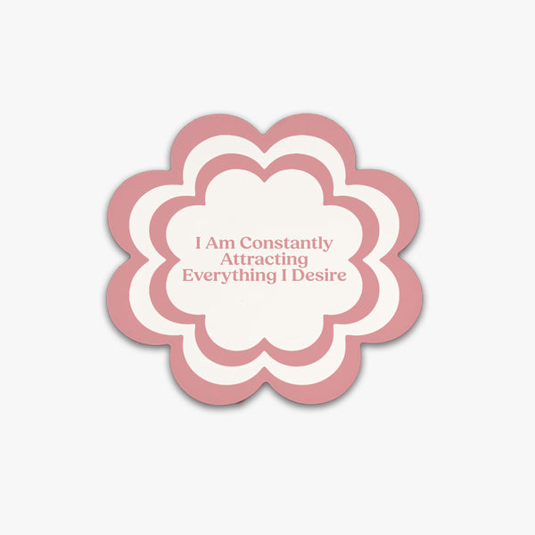 Affirmation Flower Ceramic Coaster: Attracting Desires