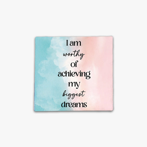 Affirmation Square Ceramic Fridge Magnets: Biggest Dreams