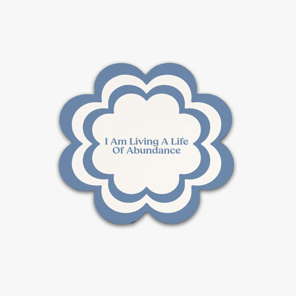 Affirmation Flower Ceramic Coaster: Life of Abundance