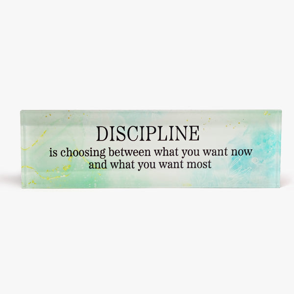 Motivational Panoramic Glass Block: Discipline