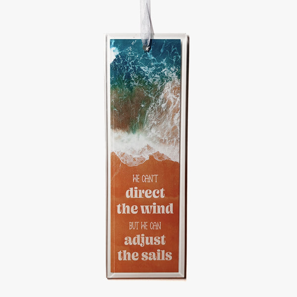 Motivational Vertical Glass Ornament: Adjust the Sails