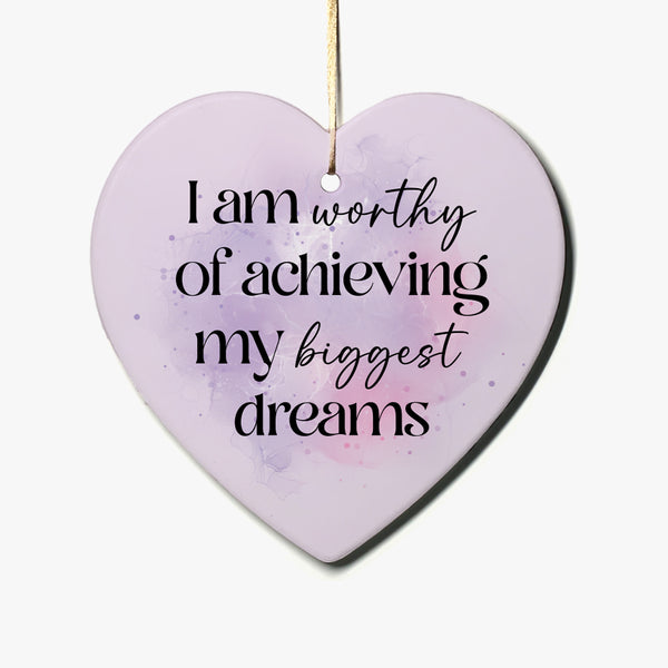 Affirmation Heart Ceramic Hanging: Worthy