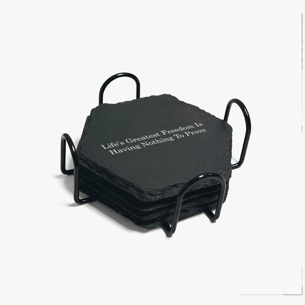 Zen Marble Stone Slate Coaster Set: Stillness