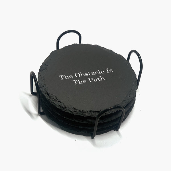 Zen Marble Stone Slate Coaster Set: The Way Out