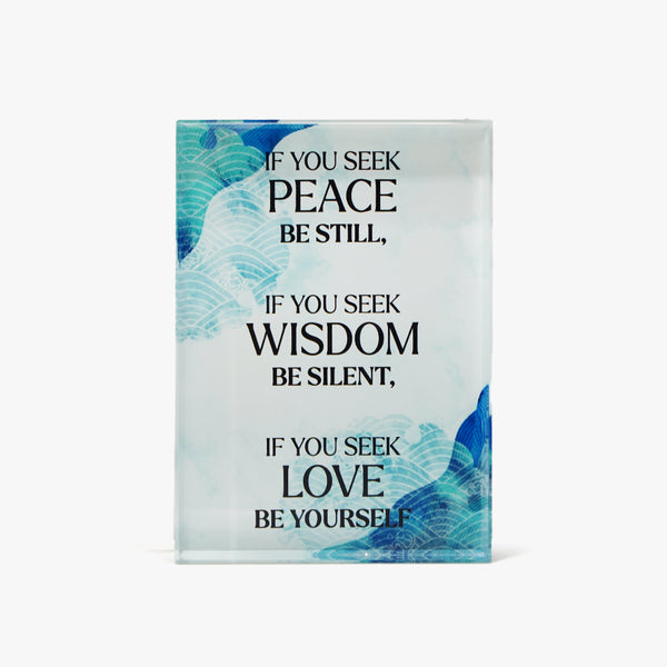 Motivational Glass Block: Seek Peace