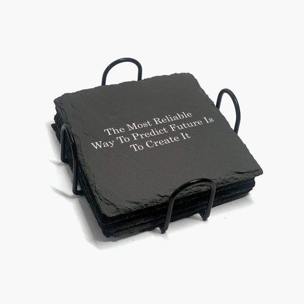 Productivity Marble Stone Slate Coaster Set: Secret of Future (Pack of 4)