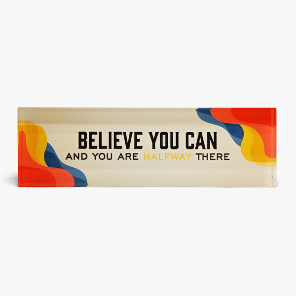 Positivity Panoramic Glass Block: Believe You Can