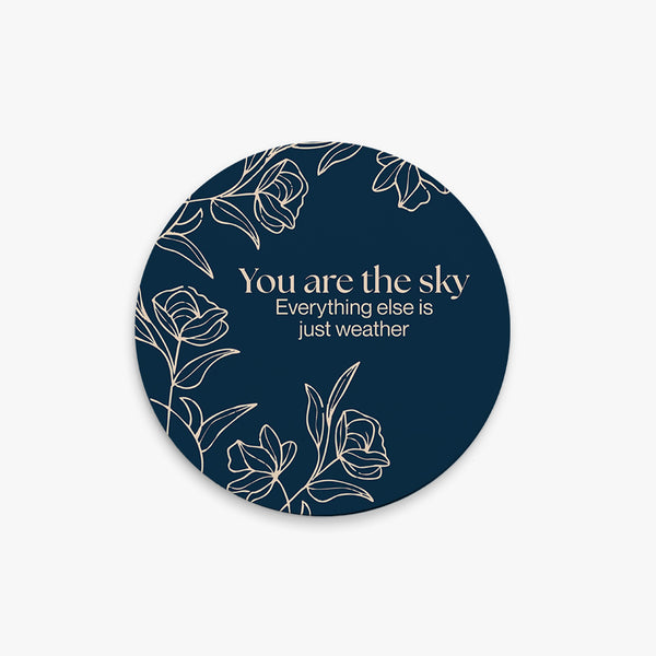 Positivity Round Ceramic Coaster: Sky