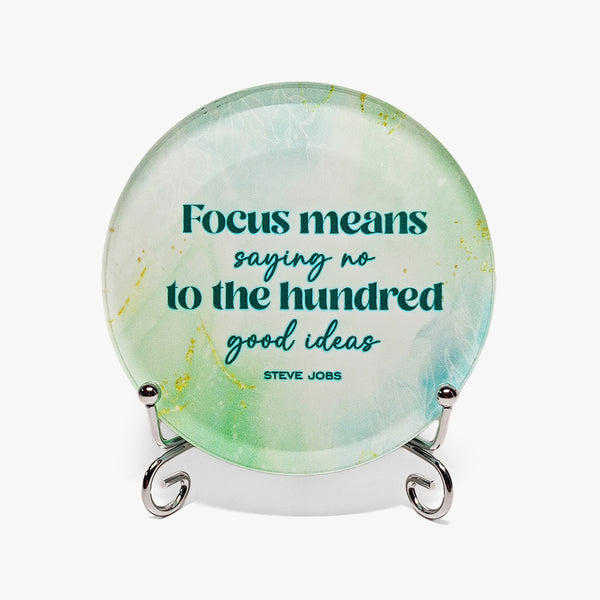 Motivational Round Glass Display: Focus