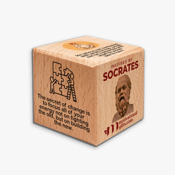 Inspirational Wooden Cube: Socrates