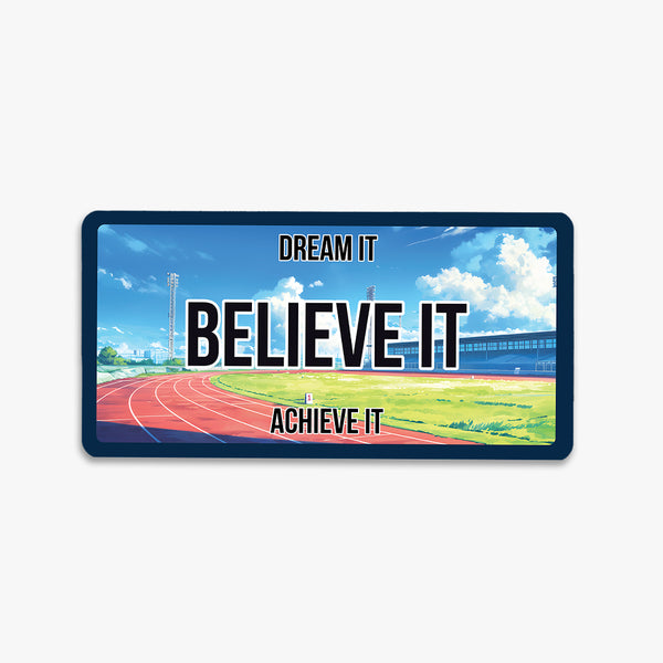 Positivity License Plate Fridge Magnet: Dream Believe Achieve