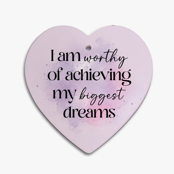 Affirmation Heart Ceramic Hanging: Worthy