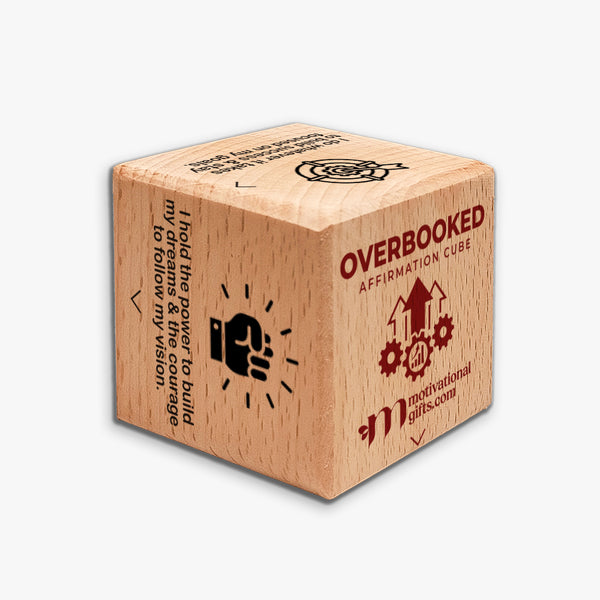 Affirmation Wooden Cube: Overbooked