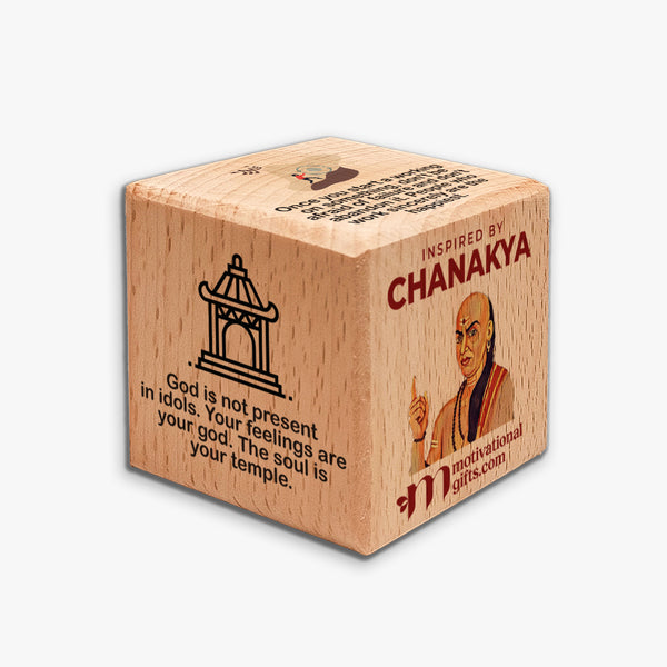 Inspirational Wooden Cube: Chanakya