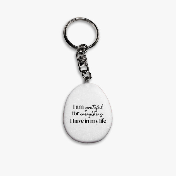 Grateful Oval Marble Keychain: Ultimate Gratitude