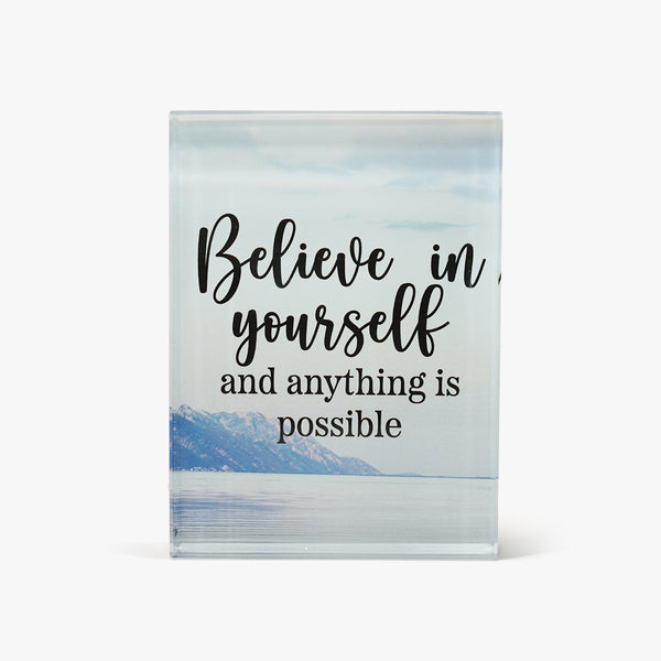 Positivity Glass Block: Believe in Yourself