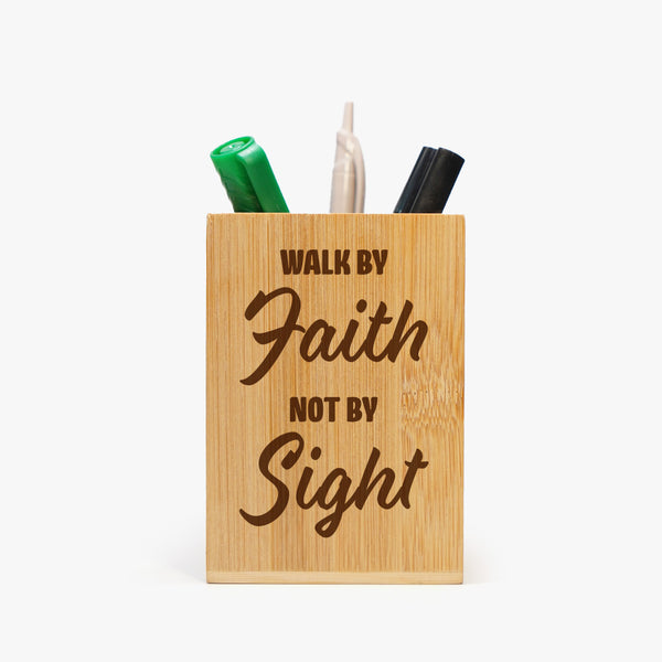 Positivity Wooden Pen Stand: Faith