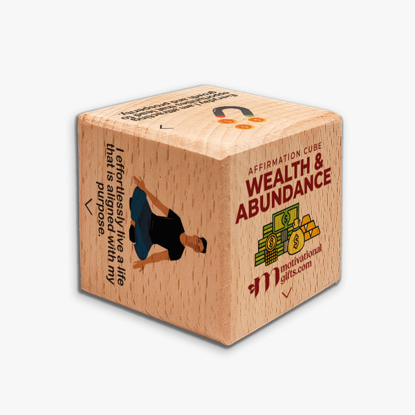 Affirmation Wooden Cube Wealth & Abundance