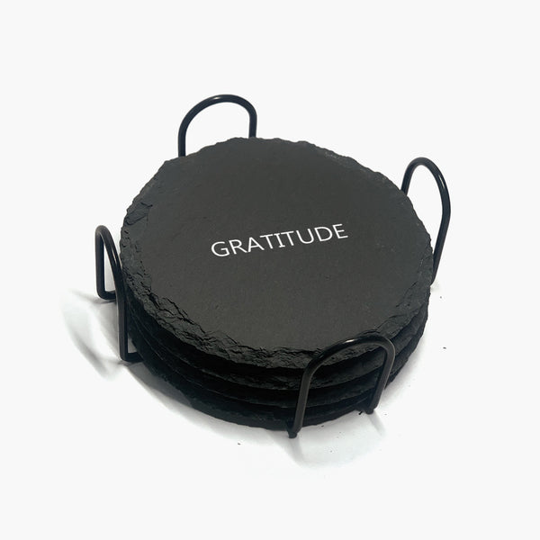 Gratitude Marble Stone Slate Coaster Set: Hope