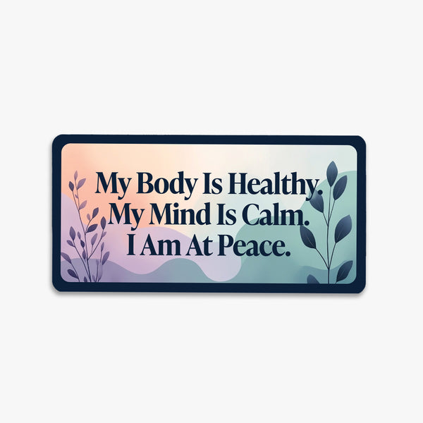 Affirmation License Plate Fridge Magnet: Healthy, Calm & Peace
