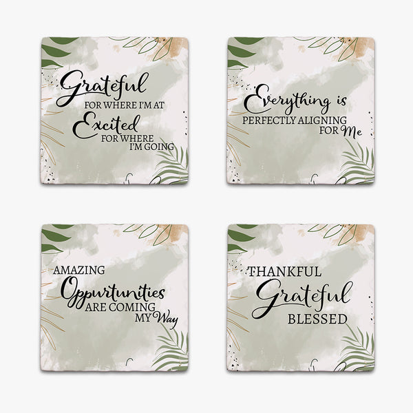 Affirmation Ceramic Coaster: Perfectly Aligning (Set of 4)