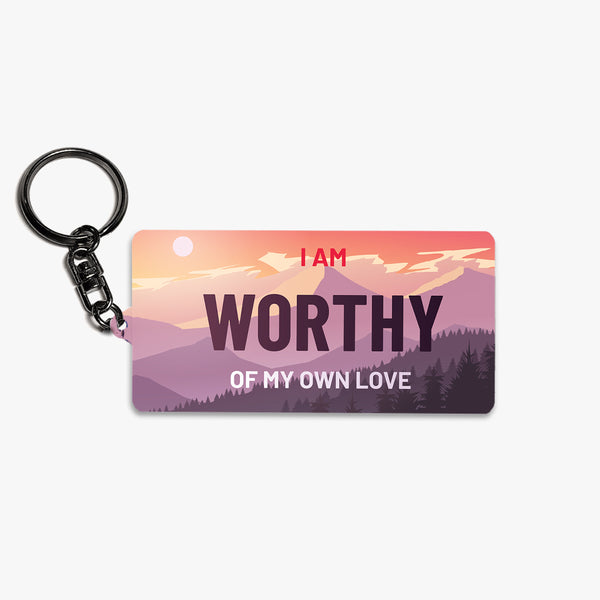 Affirmation Metal Keychain: Worthy