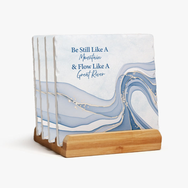 Zen Square Ceramic Coaster: Still Like a Mountain