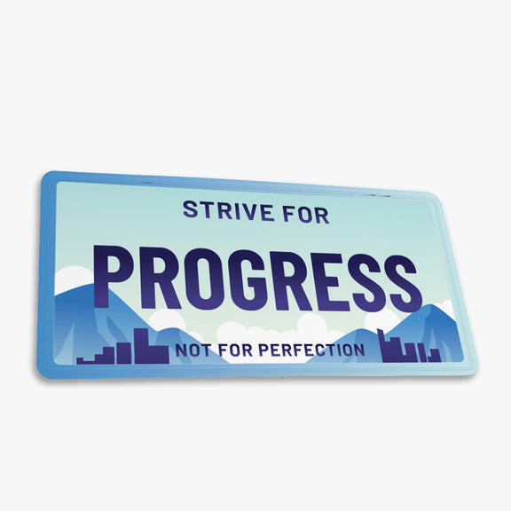 Positivity License Plate Fridge Magnet: Progress – Motivational Gifts