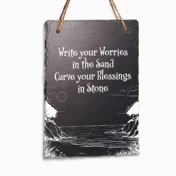 Positivity Hanging Slate: Carve Blessings