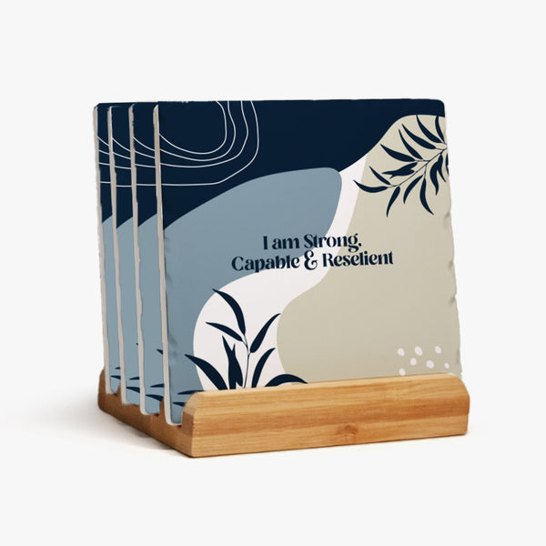 Affirmation Ceramic Coaster Set: Best Version (Pack of 4)
