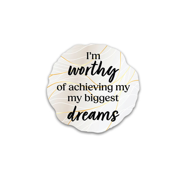 Affirmation Round Ceramic Fridge Magnets: Biggest Dreams