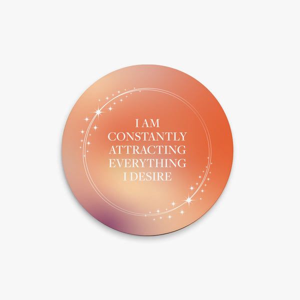 Affirmation Round Ceramic Coaster: Manifesting Dreams