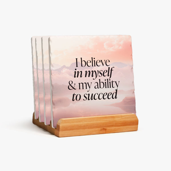 Affirmation Ceramic Coaster Set: Best Version (Pack of 4)