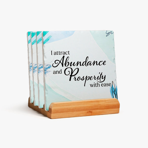 Affirmation Ceramic Coaster: Worthy of Wealth (Pack of 4)