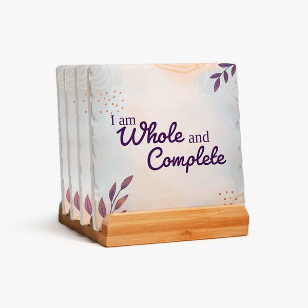 Grateful Ceramic Coaster Set: Positivity & Gratitude (Pack of 4)