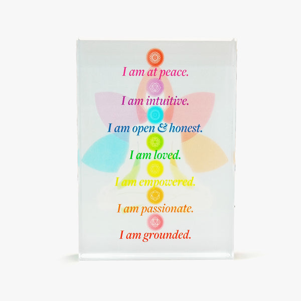 Affirmation Glass Block: 7 Chakras Affirmation