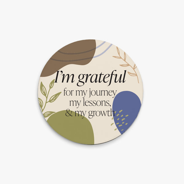 Grateful Round Ceramic Coaster: Journey