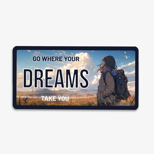 Travel License Plate Fridge Magnet: Path to Dreams