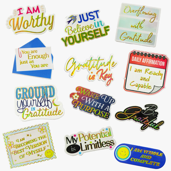 Motivational Sticker Set: Affirmation & Gratitude (Golden)