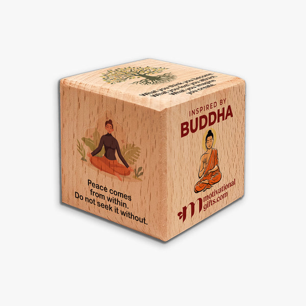 Inspirational Wooden Cube: Buddha