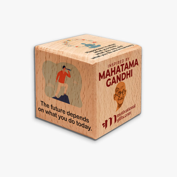 Inspirational Wooden Cube: Mahatma Gandhi