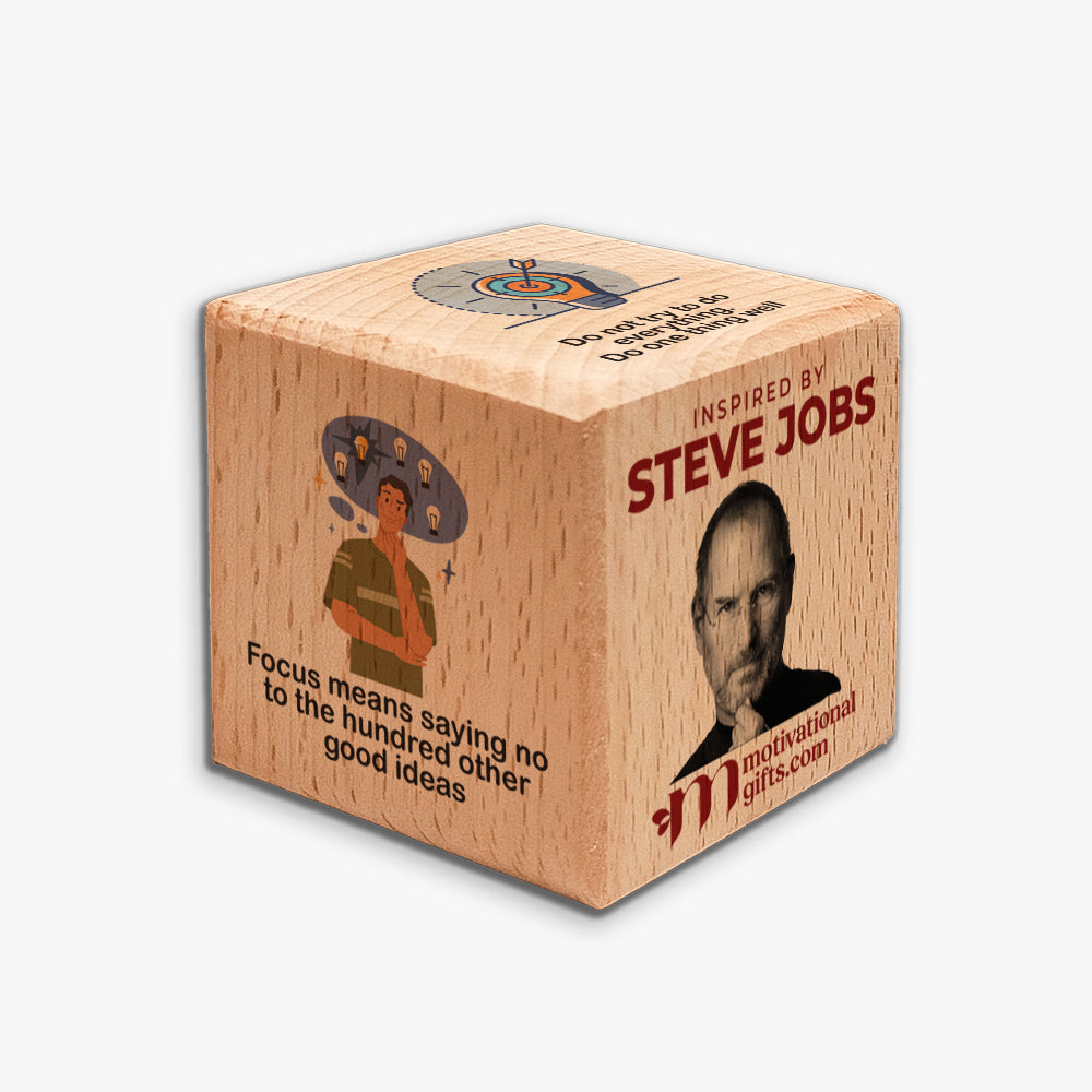 Productivity Wooden Cube: Steve Jobs – Motivational Gifts